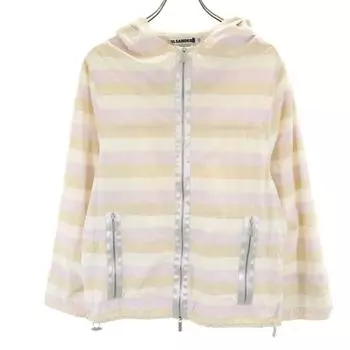 JIL SANDER Silk Blend Made in Italy Border Pattern Long sleeve Zip hoodie Women Used