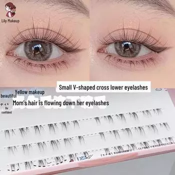 Jimei J09 Segmented False Eyelashes - Transparent Stem, Lightweight, Airy Lily Design
