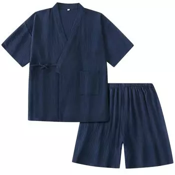 Jinbei Short Crepe Double Jinbei Top and Bottom Jinbei Sweat Quick Japanese All Year Room For Summer Day ML XL [Comfort U] Мужская пижама, лето,