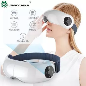 Jinkairui массажер для глаз, давление воздуха, нагрев, вибрационная Bluetooth-маска для глаз, снимающая усталость глаз