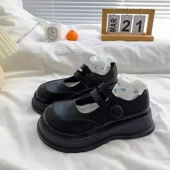 Jk Small Leather Shoes Sweet And Cool Big Head Niche Spring And Summer Thin Thick Bottom Sponge Cake French Mary Jane Shoes England 38