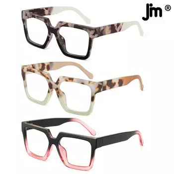 JM Reading Glasses Women for Fashion Square Blue Light Blocking Readers Men Unisex Diopter +1.0 +1.25 +1.75 +2.0 +2.25 +2.75 +3 +100