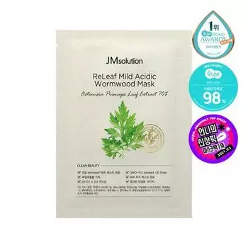 JM Solution Relief Mildly Adic Wormwood Mask 1 лист, корейская маска в упаковке