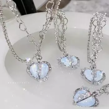 JMXD-Light Luxury Niche Двухслойное ожерелье-цепочка с бриллиантами Love Temperament Peach Heart с подвеской на ключицу, осень