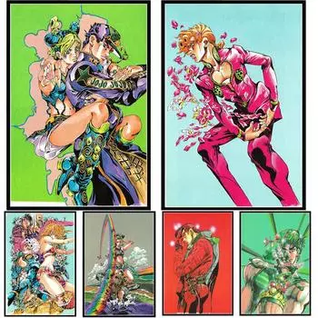 JoJo S Bizarre Adventure Плакат Манга Иллюстрация Отаку Спальня Домашний Декор Горячий японский аниме Мультфильм Роль Холст Картина Подарок 21x30cm No Frame