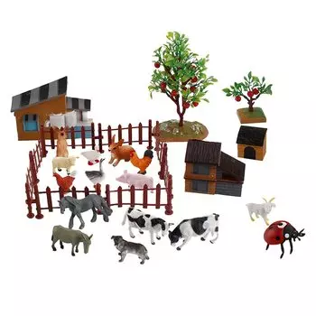 jojofuny Фигурки животных Набор из 28 сельскохозяйственных животных Реалистичная модель домашнего скота Миниатюрная модель животного Сцена Коллекция Питомник Интерьер фермы