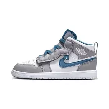 Jordan 1 Mid Alt Cement Grey True Blue (PS) Детские кроссовки Aquatone Celestial-Gold-White AR6351-014