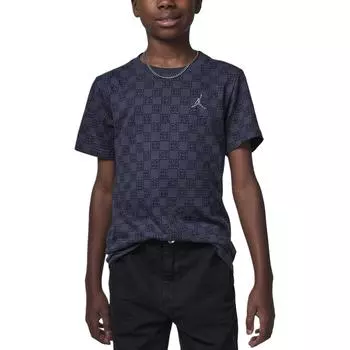 Jordan 23 Monogram Printed Simple Crew Neck Short Sleeve T-Shirt Kids Tops Navy-Blue HQ7232-010 M