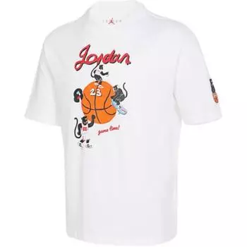Jordan Футболка As MJ Artst 1985 Ss Tee 2 Gce Basketball Logo Print Crew Neck Short Sleeve T Shirt Men Tops White HM4899-100 XL