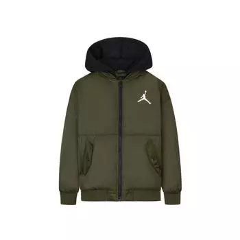 Jordan Fashionable Hooded Logo Print Long Sleeve Cotton Jacket Kids Jackets Ivy-Green JD2342011GS-002 S