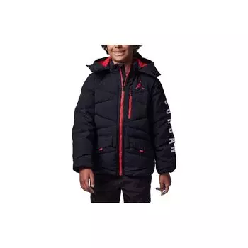 Jordan Kids Side Letter Design Detachable Hooded Casual Down Jacket Kids outerwear Black FB1671-010 M