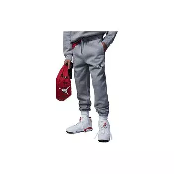 Jordan Logo Print Drawstring Elastic Waist Cuffed Knit Joggers Kids bottoms Gray FB9354-091 S