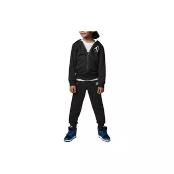 Jordan Logo Print Zip-Up Hoodie And Long Pants Casual Sports Set Kids sets Black FJ5261-010 M