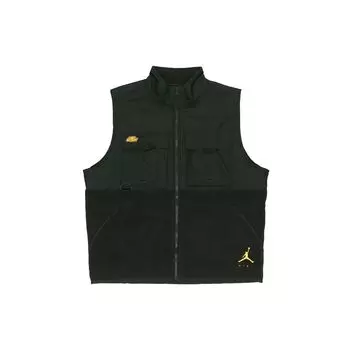 Jordan Solid Logo Letter Повседневный жилет с воротником-стойкой для мужчин, черный DC9662-010 XS