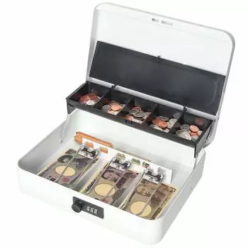 Jssmst Hand Safe Dial Accounting Coin Case 3 Spring Clips Metal 30x24x9cm B5 Size CB0704XL (Белый циферблат) белый