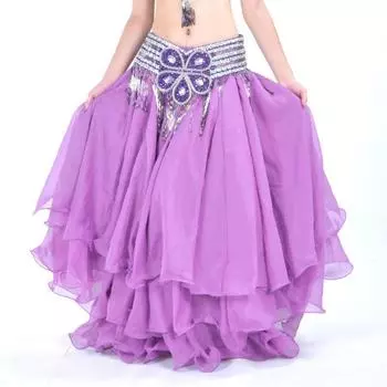 Юбка для танца живота из трехслойного шифона, длина 12 м One size (100D ordinary fabric) светло-фиолетовый