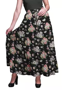 Юбки с принтом BimbaA ForA Women Long Length 5-ти уровневая хлопковая юбка Boho 2X-3X лаванда синий