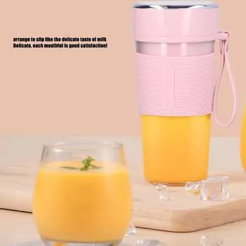 Juicer Cup Mini Blender Cup Handheld Portable Multifunctional USB Charging Fruit Mixer Cup for Home Office розовый
