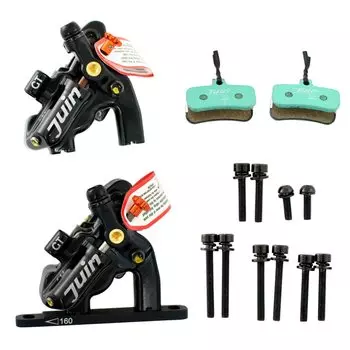 JUIN TECH 4-поршневой FlatMount Road CX гидравлический дисковый тормозной суппорт JT2412 GT-F комплект, BK,