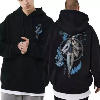 Jujutsu Kaisen Аниме с капюшоном Nanami Kento Printed Мужские и женские толстовки с капюшоном Горячая уличная одежда с мангой Harajuku Толстовка унисекс Пуловер XS чёрный