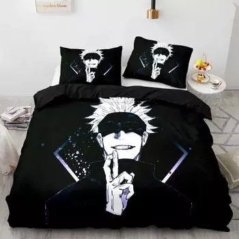 Комплект постельного белья Jujutsu Kaisen для подростков и мальчиков, комплект постельного белья Satoru Gojo, комплекты постельного белья Anime Famous Twin Queen King 135x200cm 2pcs
