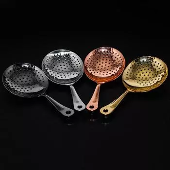 Julep Strainer Professional Удобная сетка 304 Нержавеющая сталь Эргономичная ручка Коктейльный фильтр Ложка Кухонные принадлежности серебряный