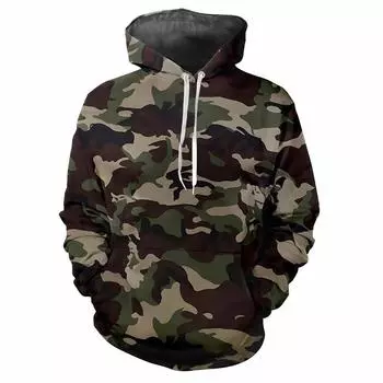 Толстовка с капюшоном Jungle Camouflage 3D Printed для мужчин, весна-осень, уличная толстовка, свободная, повседневная, для спорта на открытом воздухе, с длинным рукавом S