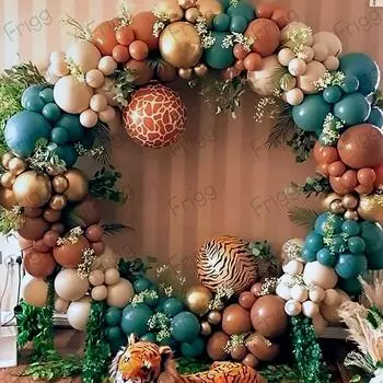 Jungle Safari Bean Green Balloon Garland Arch Chain Wedding Birthday Party Decor Kids Latex Ballon Garland Baby Shower Party Other