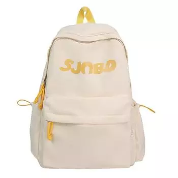 Junior High School Student Schoolbag Large Capacity Backpack Letter Women s Travel Lightweight Backpack бежевый