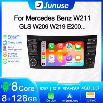 Junuse 2din 7 Android Радио GPS CarPlaye для Mercedes Benz E-класса W211 E200 E220 E300 E350 E240 E270 E280 W219 Carplay стерео