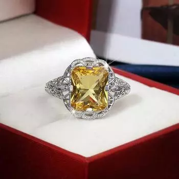 Ювелирное кольцо из стерлингового серебра 925 пробы с натуральным топазом для женщин, обручальные кольца Anillos De Anniversary, кольца с желтым топазом и драгоценным камнем Anel 10 жёлтый