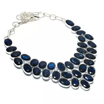 Ювелирные изделия из серебра 925 пробы с драгоценным камнем London Blue Topaz, ожерелье 18 дюймов h7R25