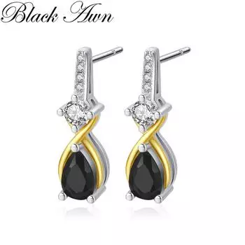 Ювелирные серьги-гвоздики Black Awn с черными камнями для женщин