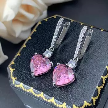 Ювелирные серьги Ювелирные серьги Длинные серьги в форме сердца из красного корунда Женские элитные универсальные модные серьги