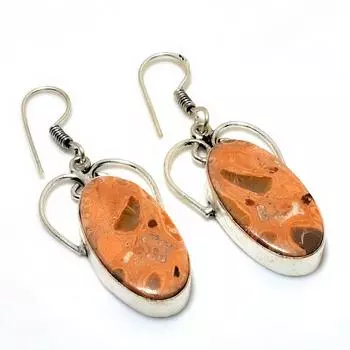 Ювелирные серьги ручной работы с драгоценным камнем Pilbara Jasper 925 пробы, посеребренные, 2,38 дюйма