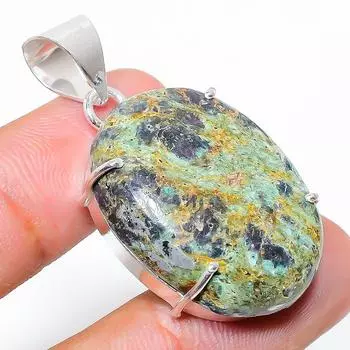 Ювелирный кулон из серебра 925 пробы с драгоценным камнем RubyFuchsite, 1,65 дюйма, m8y81