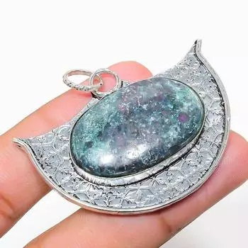 Ювелирный кулон из серебра 925 пробы с драгоценным камнем RubyFuchsite, 1,77 дюйма, W2B54