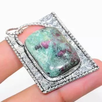 Ювелирный кулон из серебра 925 пробы с драгоценным камнем RubyFuchsite, 1,89 дюйма, A9V84