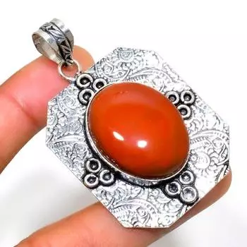 Ювелирный кулон ручной работы с драгоценным камнем Red River Jasper 925 пробы, посеребренный, 2,27 дюйма 2.27 красный