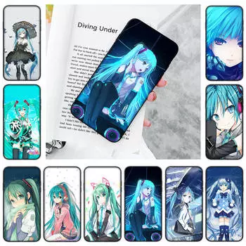 JW66 Hatsune Miku черный мягкий чехол для Samsung Note 20 Lite S24 Ultra S23 A03 A05 A06 A11 A71 A15 A16 A13 A24 A25 A33 A52 A53 A50 M55 M35 Plus Samsung A02 эбеновый