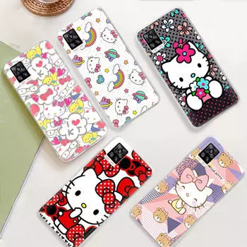 JZ24 Hello Kitty прозрачный чехол для Samsung A04 A14 A23 M33 M53 Realme 10 9 C35 C55 VIVO Y02 X80 Infinix Hot 30 Note 11 Tecno Spark 8P Pro Tecno Camon 19 pro гагат