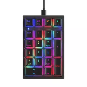 K10 Механическая цифровая клавиатура Numpad LED с подсветкой Клавиатура с расширенной раскладкой синего/черного цвета для кассира чёрный