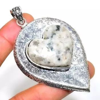 K2Blue Азурит, драгоценный камень 925 пробы, посеребренный ювелирный кулон ручной работы 2,84 дюйма 2.84 белый