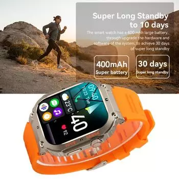 K57pro Смарт-часы Оранжевый 1.96-дюймовый экран Водонепроницаемый Телефонный звонок Длительный режим ожидания Динамик Несколько спортивных режимов для Android для IOS