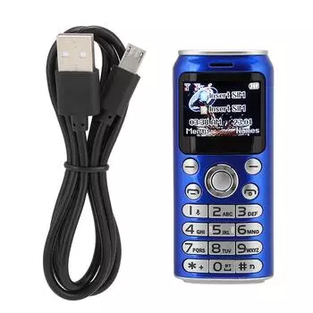 K8 1.0in Personality Mini Bluetooth Dialer Детский Студенческий Двойная Карта 128x96 Изогнутый Экран Мобильный Телефон синий