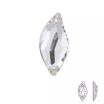 K9 Glass Willow Leaf Flat Bottom Hand Sewn Drill, High Imitation Aojin Bottom Double Hole Flat Buckle Diy Clothing Rhinestone Jewelry Accessories Willow Leaf 14 * 30MM 72 pieces белый