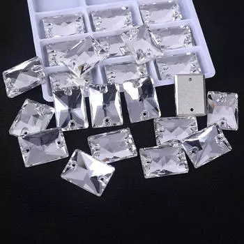 K9 Weichen прямоугольная ручная дрель с плоским дном и двумя отверстиями для стекла, белая абс цветная одежда со сверлом DIY дрель для кристаллов 10 * 14mm 36pcs/bag