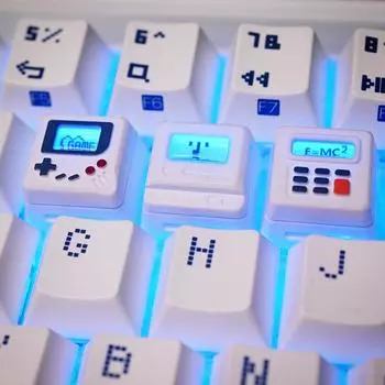 K-04 Колпачки для клавиш 3 в 1 Замена для механической клавиатуры Колпачки для клавиш в стиле ретро Колпачки для игровых консолей Симпатичные прозрачные колпачки для клавиш Костюм розовый