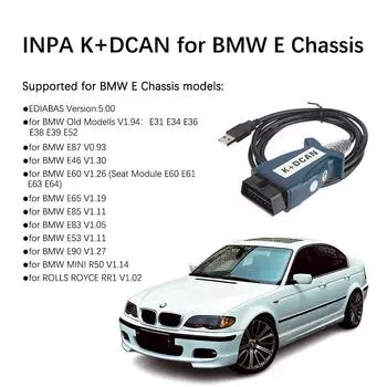 K+CAN FTDI FT232 чип INPA Cable Car диагностические инструменты OBD2 сканер с переключателем для BMW E Chassis E46 E60 E87 MINI R50 синий