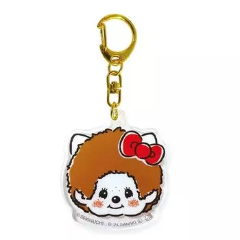 K-Company Monchhichi x Hello Kitty акриловый брелок с лицом MKT-AK-FC В4.9Ш4.3Г0.3см
